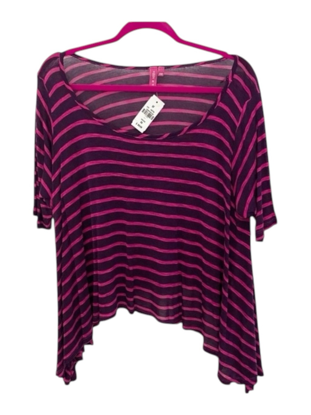 new LF Emma & Sam ᯾ Oversized Stripe Hi Lo Handkerchief Hem Tee ᯾ T Shirt Top XS - Picture 2 of 16